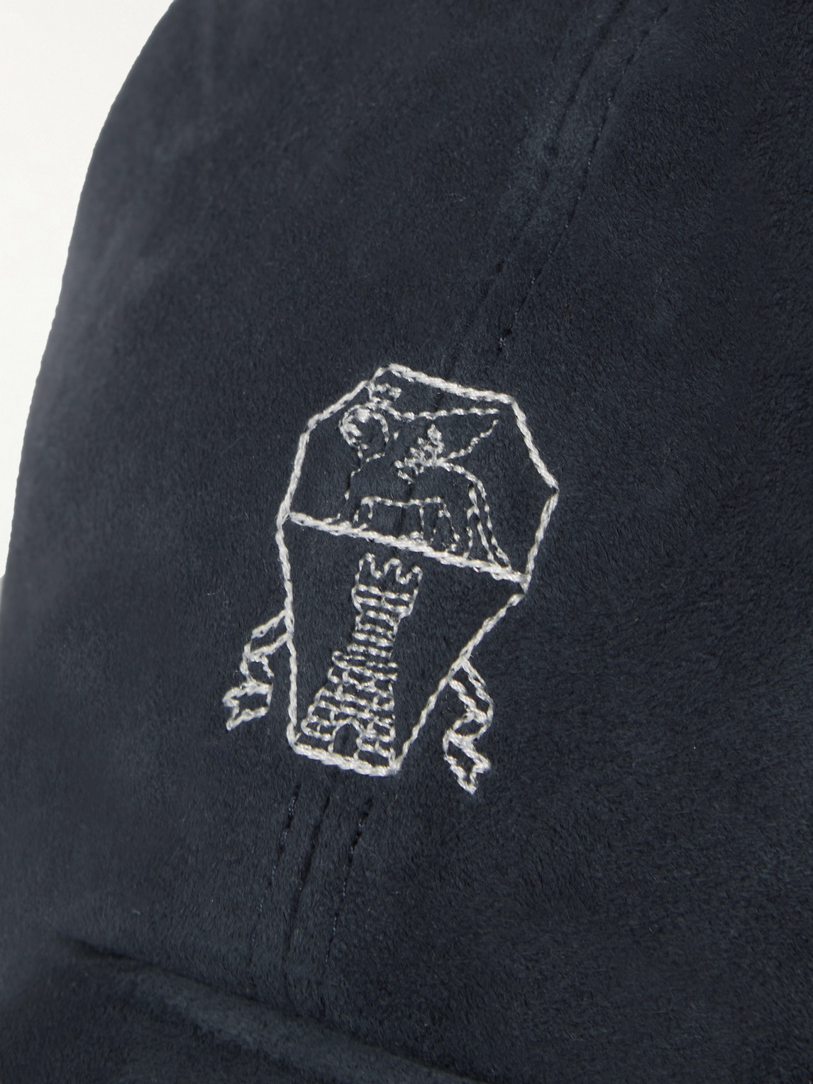 Shop Brunello Cucinelli Logo-embroidered Suede Baseball Cap In Blue