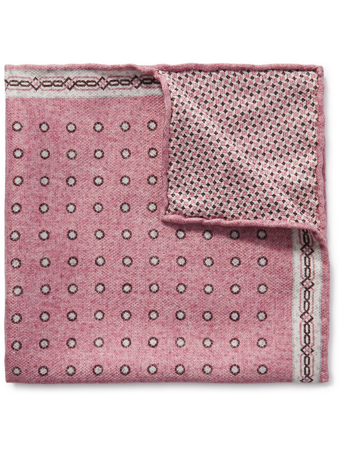 Brunello Cucinelli Reversible Printed Silk-twill Pocket Square In Red