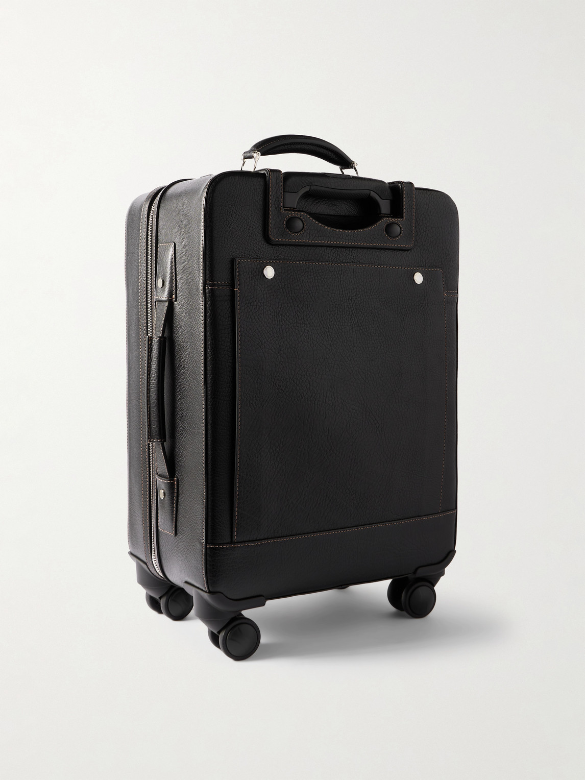 Brunello Cucinelli Full-grain Leather Carry-on Suitcase In Black