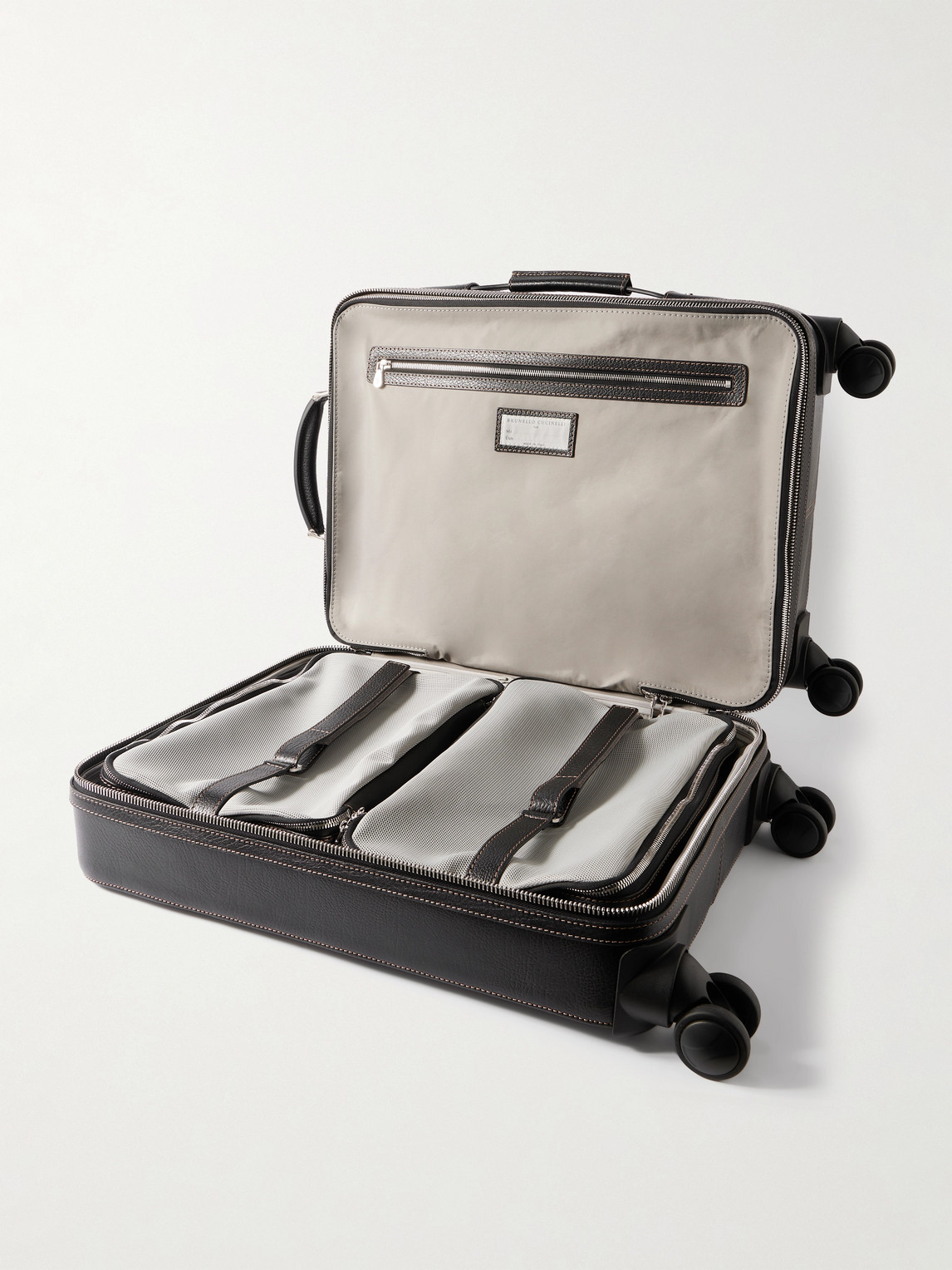 Brunello Cucinelli Full-grain Leather Carry-on Suitcase In Black