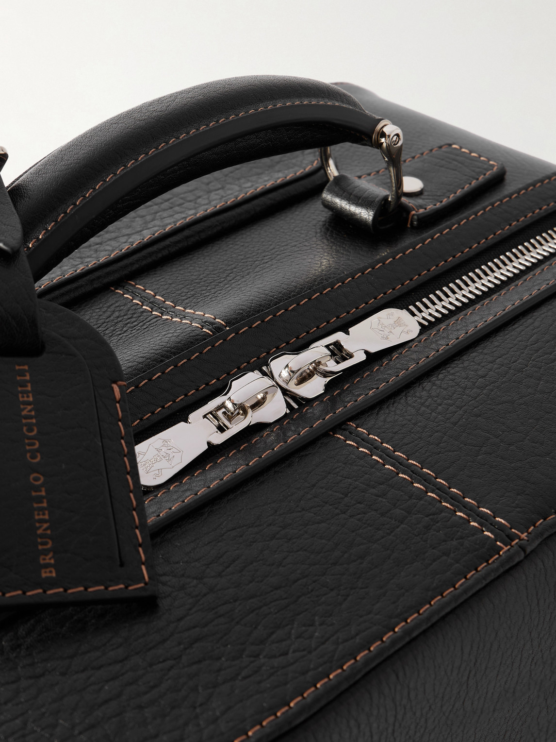 Brunello Cucinelli Full-grain Leather Carry-on Suitcase In Black
