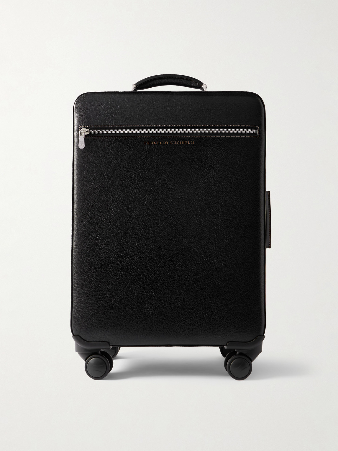 Brunello Cucinelli Full-grain Leather Carry-on Suitcase In Black