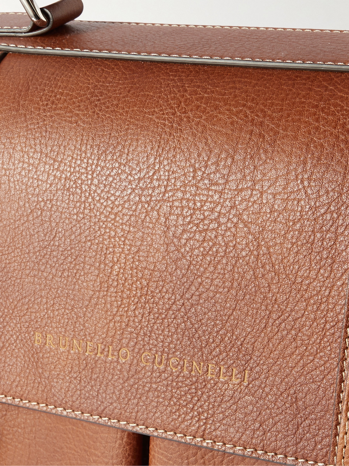 Shop Brunello Cucinelli Full-grain Leather Briefcase In Brown