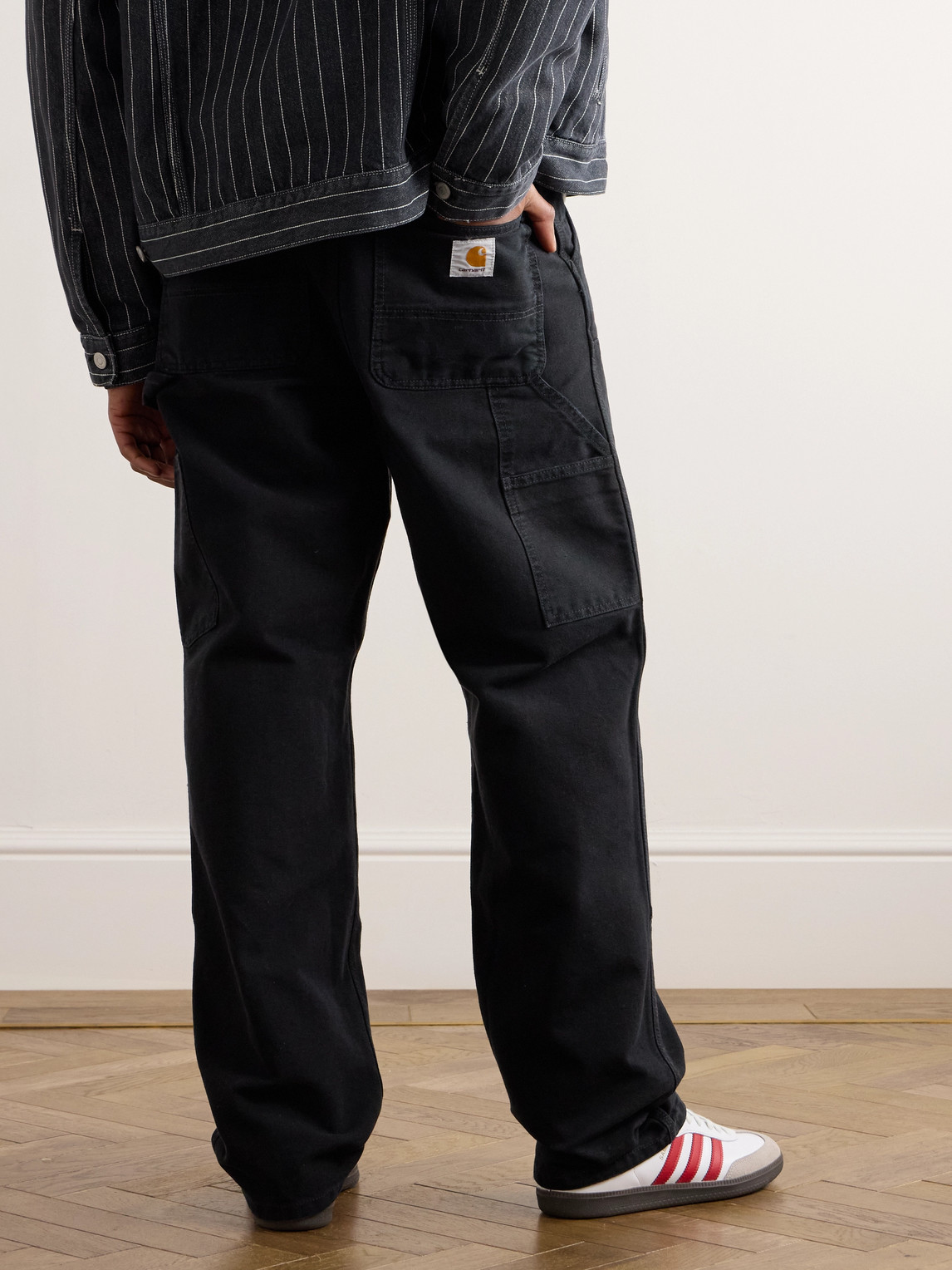 Shop Carhartt Double Knee Straight-leg Cotton-canvas Carpenter Trousers In Black