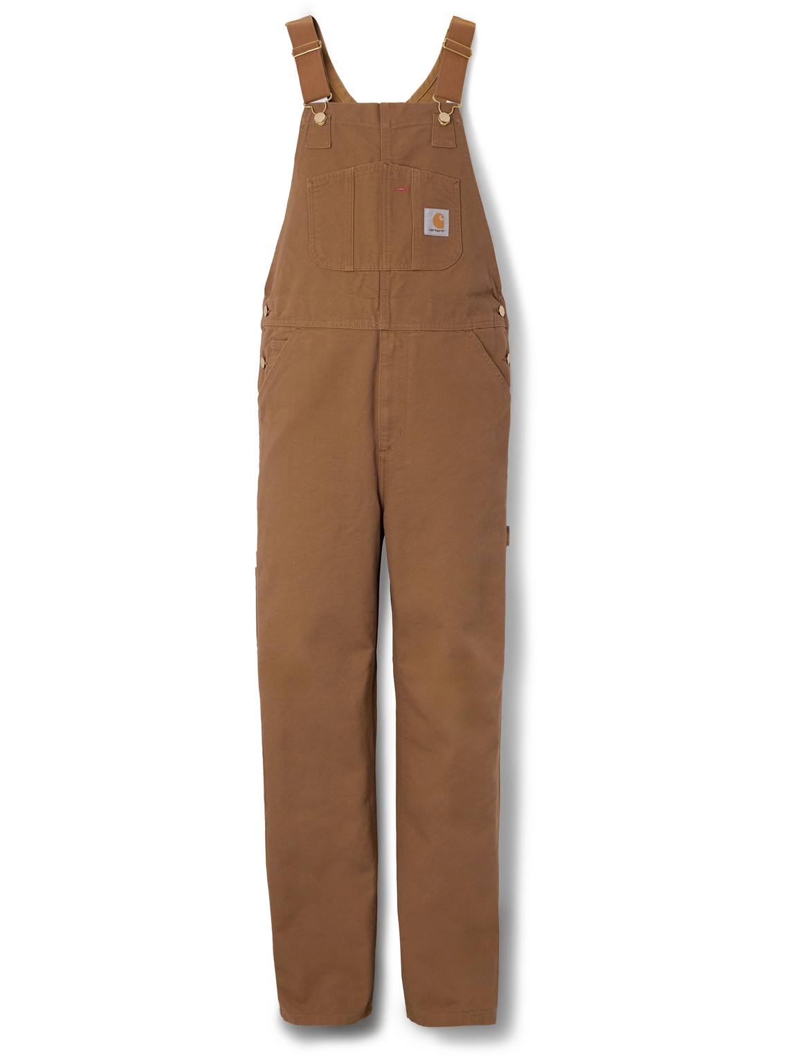 Shop Carhartt Straight-leg Cotton-canvas Overalls In Brown