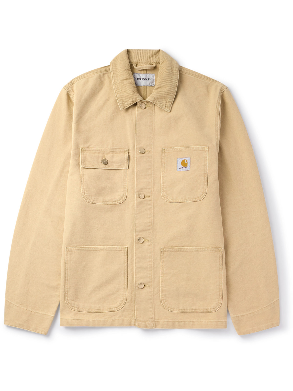Carhartt Michigan Corduroy-trimmed Organic Cotton-canvas Chore Jacket In Yellow