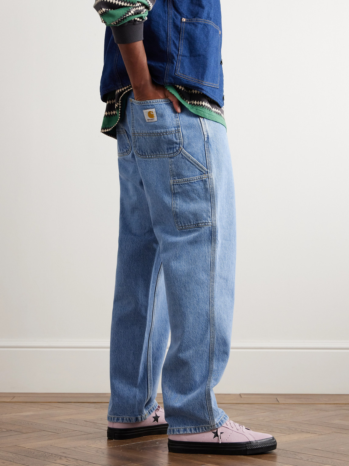 Shop Carhartt Single Knee Straight-leg Jeans In Blue