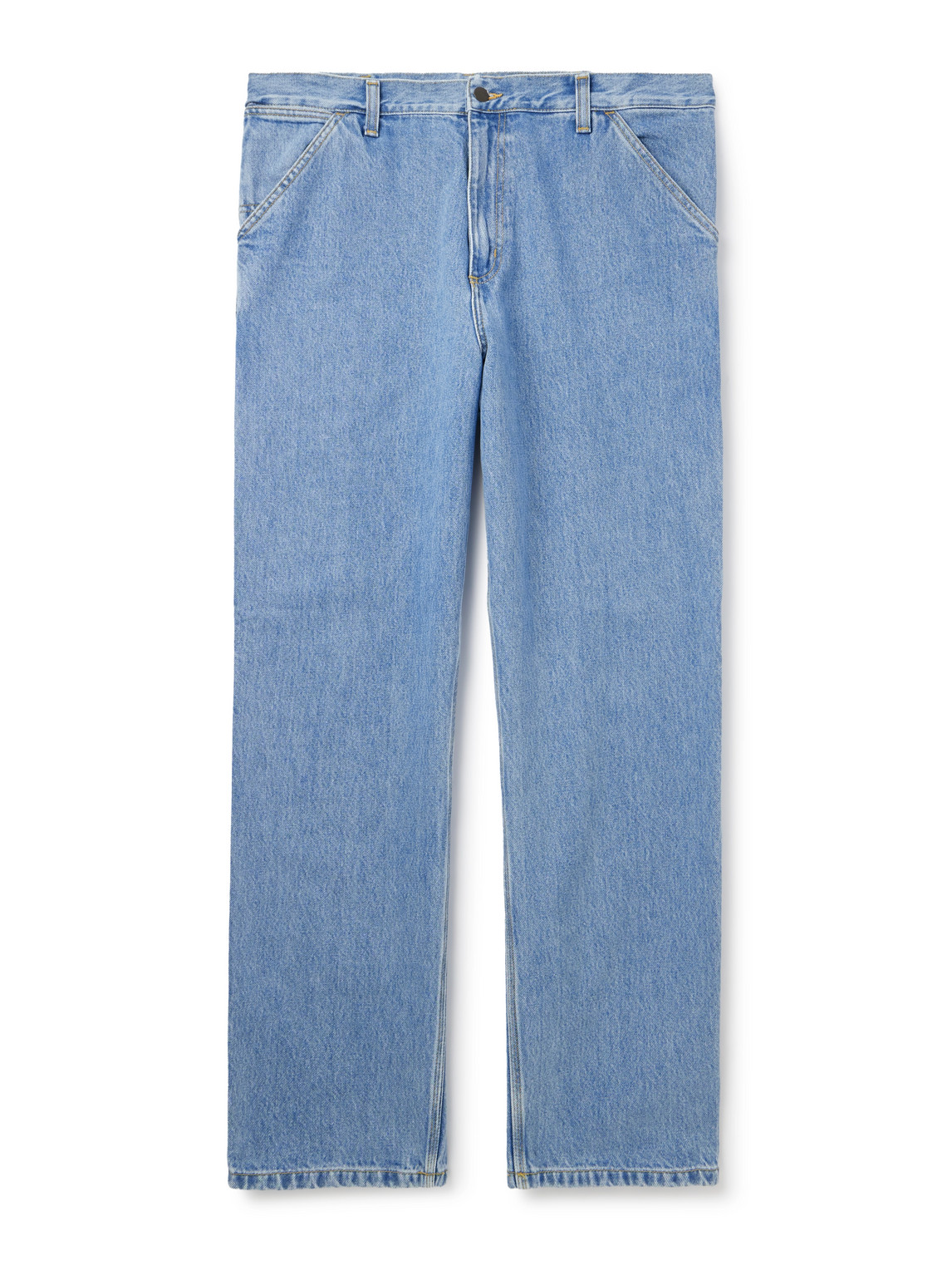 Single Knee Straight-Leg Logo-Appliquéd Jeans