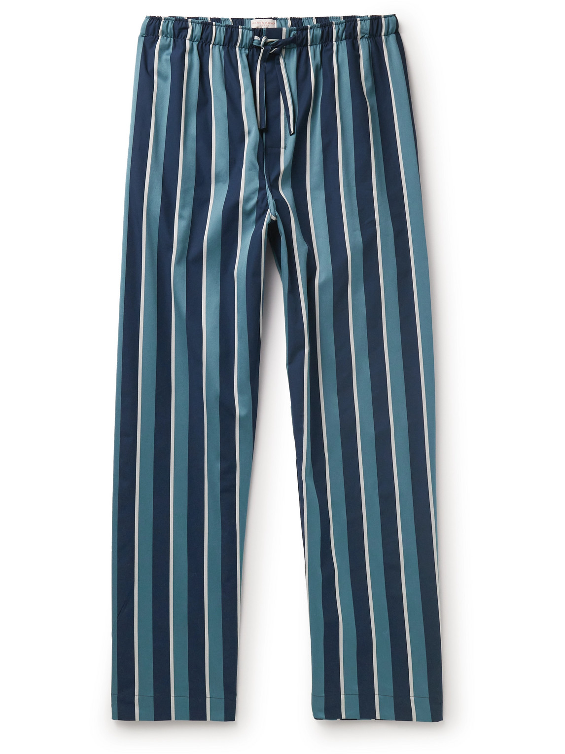 Derek Rose Royal 221 Straight-leg Striped Cotton-satin Pyjama Trousers In Blue