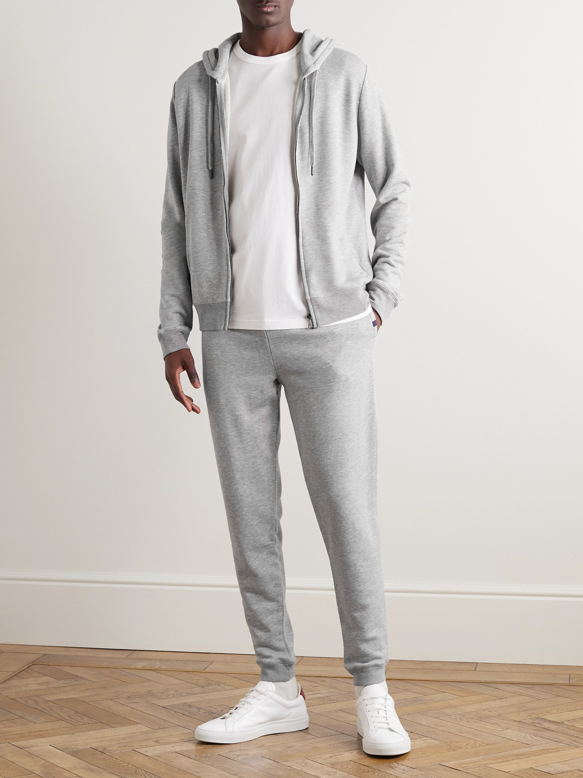 Shop Derek Rose Quinn Cotton And Modal-blend Jersey Zip-up Hoodie In Gray