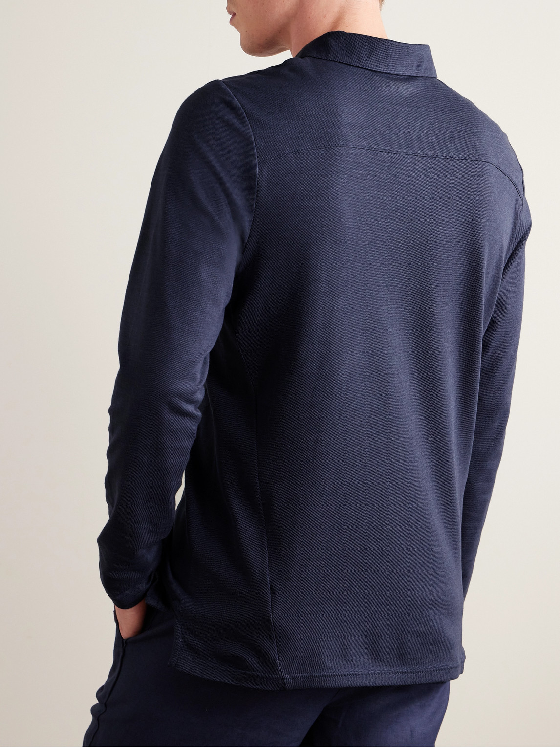 Shop Derek Rose Ramsay 2 Slim-fit Stretch Cotton-blend Piqué Polo Shirt In Blue