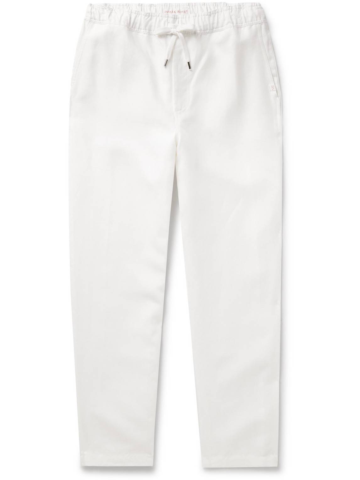 Derek Rose Sydney 1 Slim-fit Linen Drawstring Trousers In White