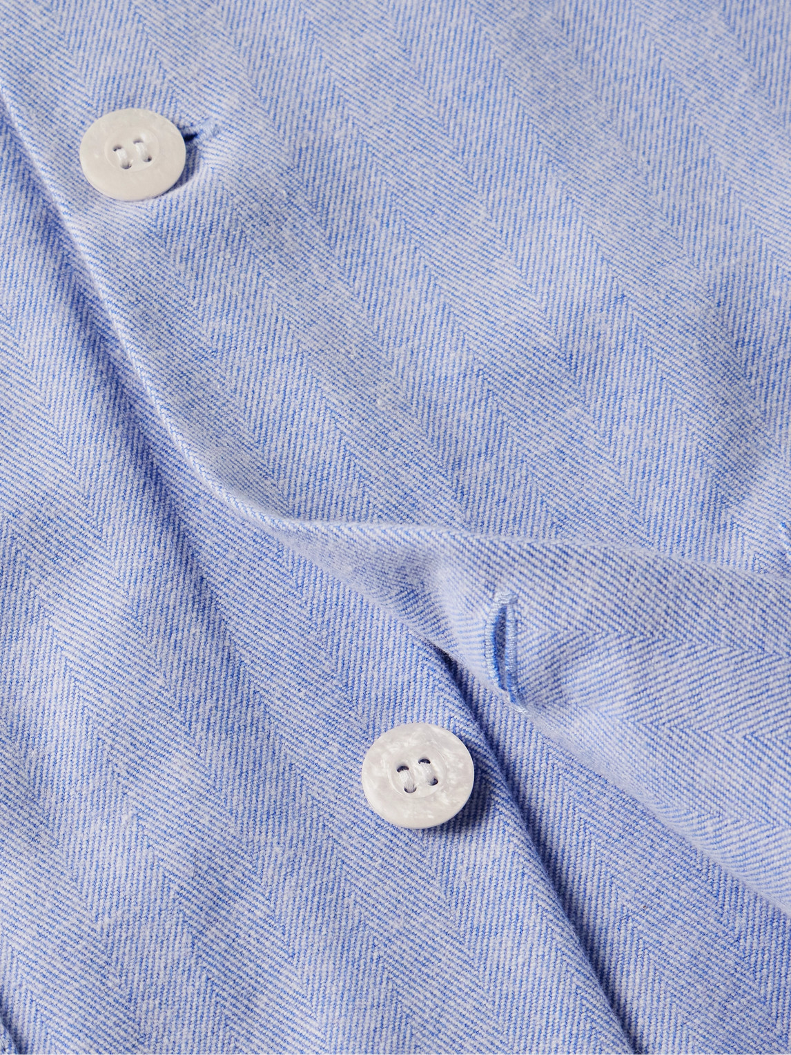 Shop Derek Rose Arran 24 Herringbone Brushed-cotton Pyjama Set In Blue