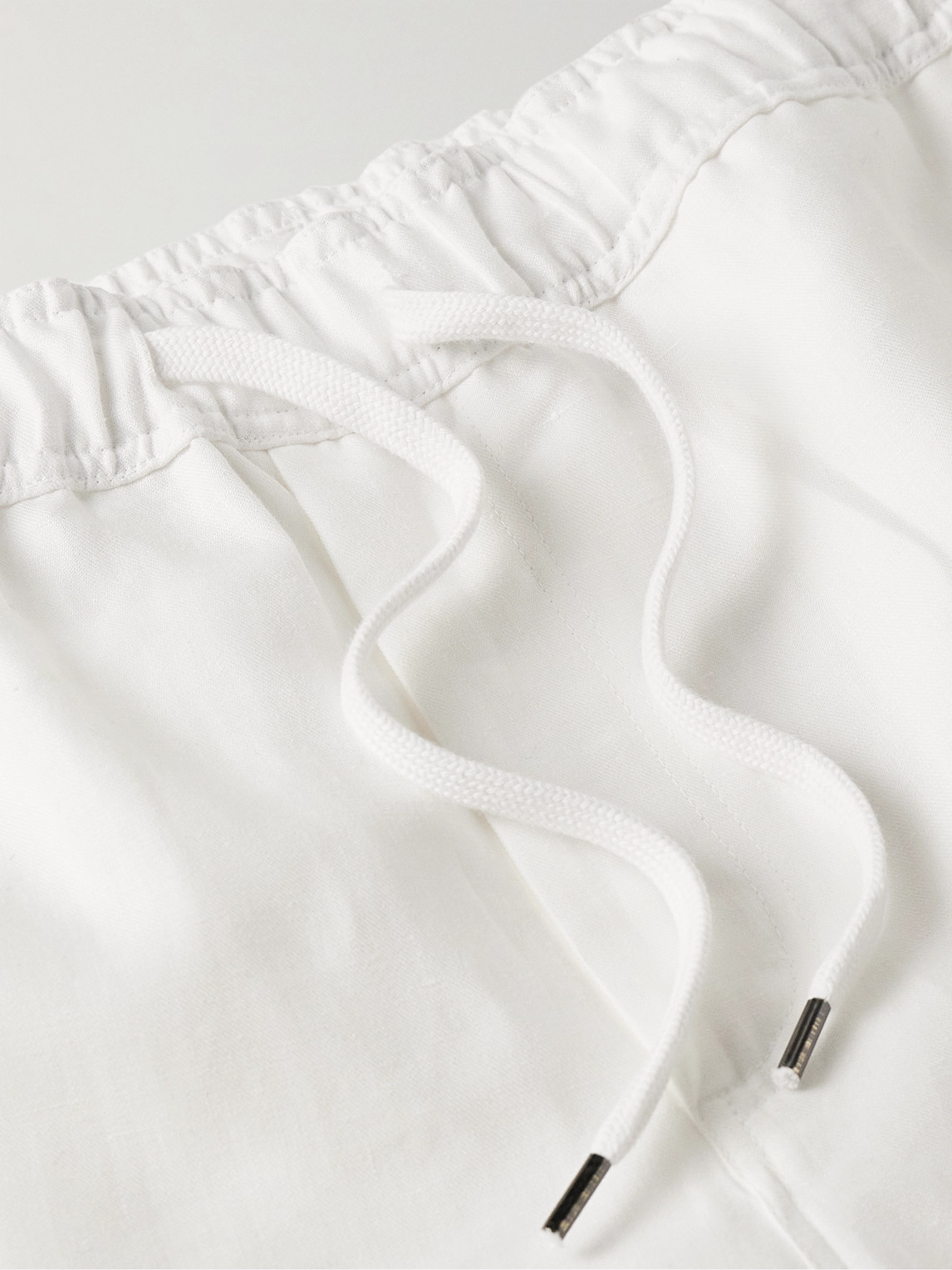 Shop Derek Rose Sydney 1 Straight-leg Linen Drawstring Shorts In White