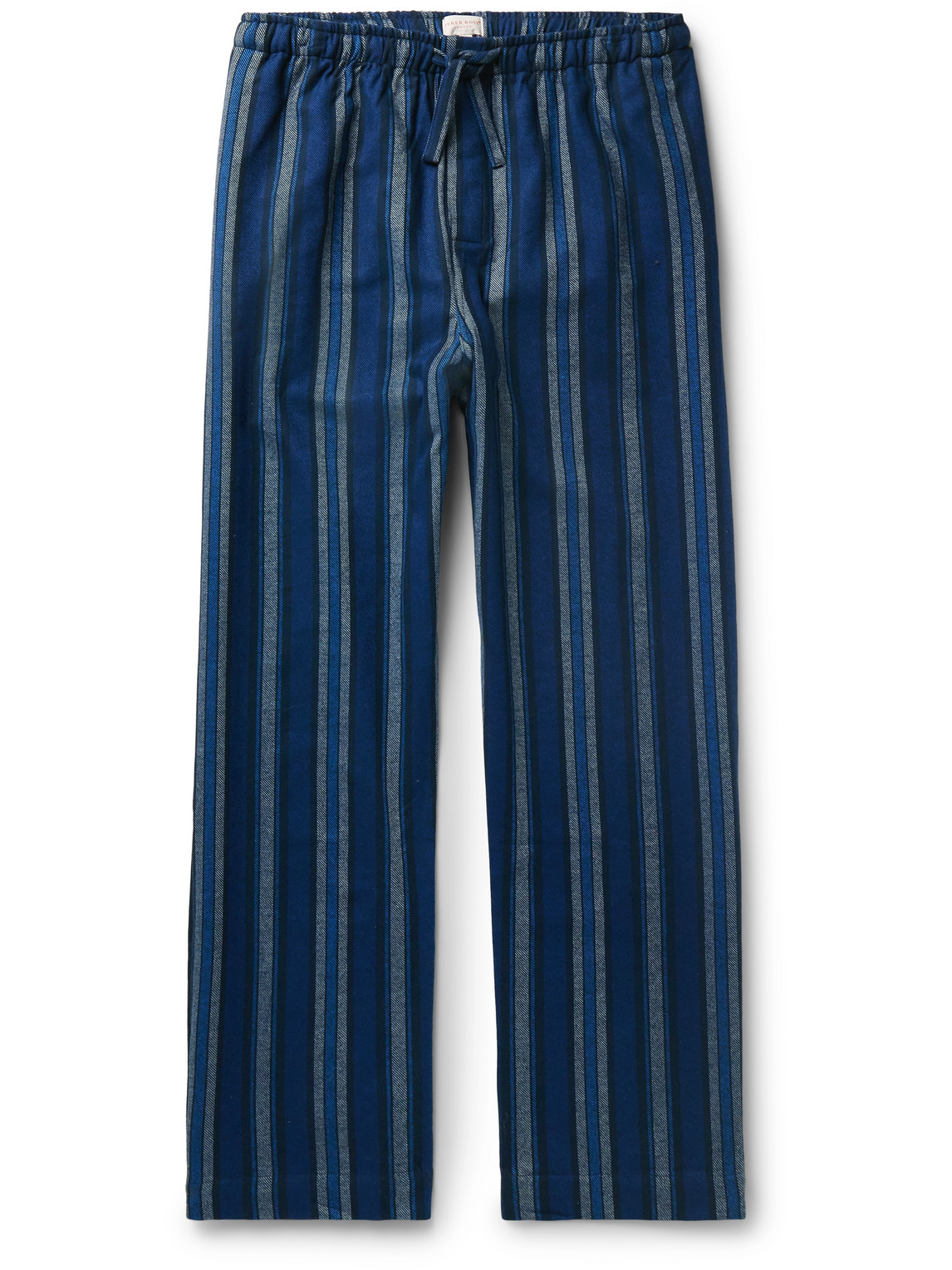 Shop Derek Rose Kelburn 38 Striped Brushed Cotton-flannel Pyjama Trousers In Blue