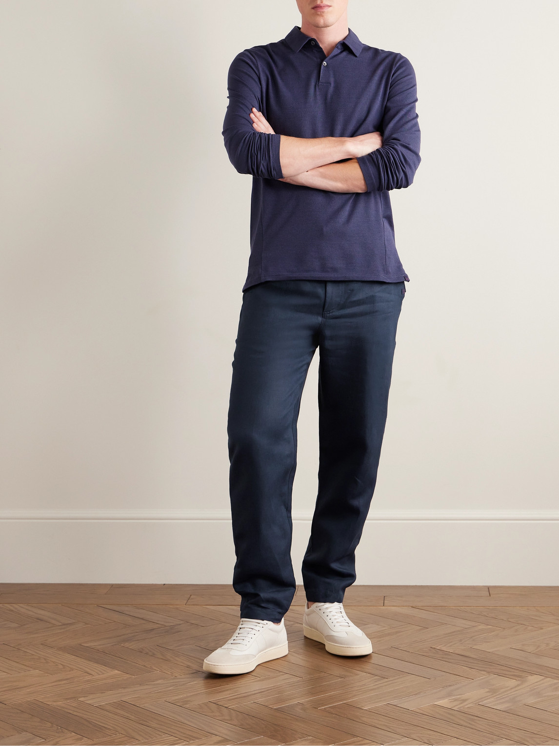 Shop Derek Rose Sydney 2 Slim-fit Linen Drawstring Trousers In Blue