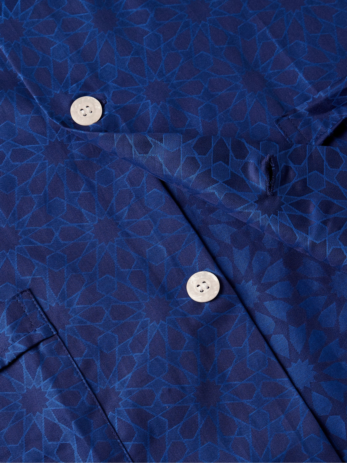 Shop Derek Rose Paris 26 Cotton-jacquard Pyjama Set In Blue