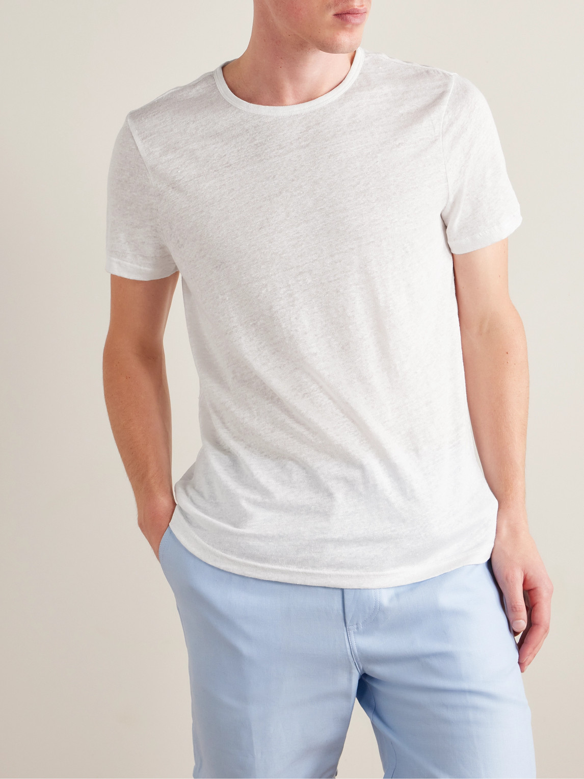 Shop Derek Rose Jordan Linen-jersey T-shirt In White