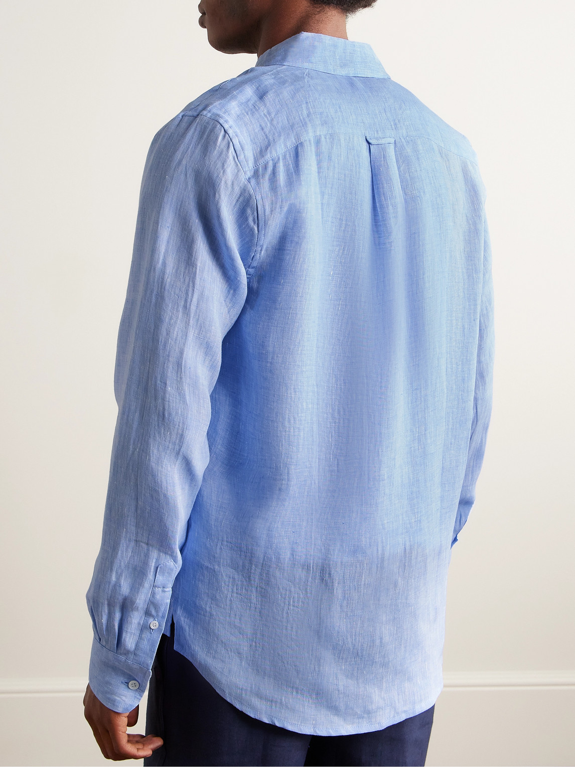 Shop Derek Rose Monaco 1 Linen Shirt In Blue