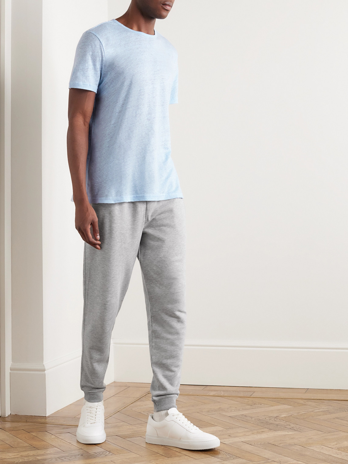 Shop Derek Rose Quinn 1 Tapered Cotton And Modal-blend Jersey Sweatpants In Gray