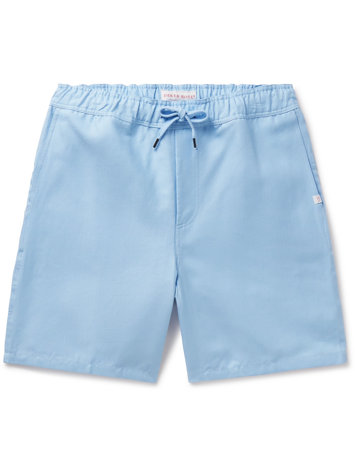 Derek Rose Sydney 1 Straight-leg Linen Drawstring Shorts In Blue