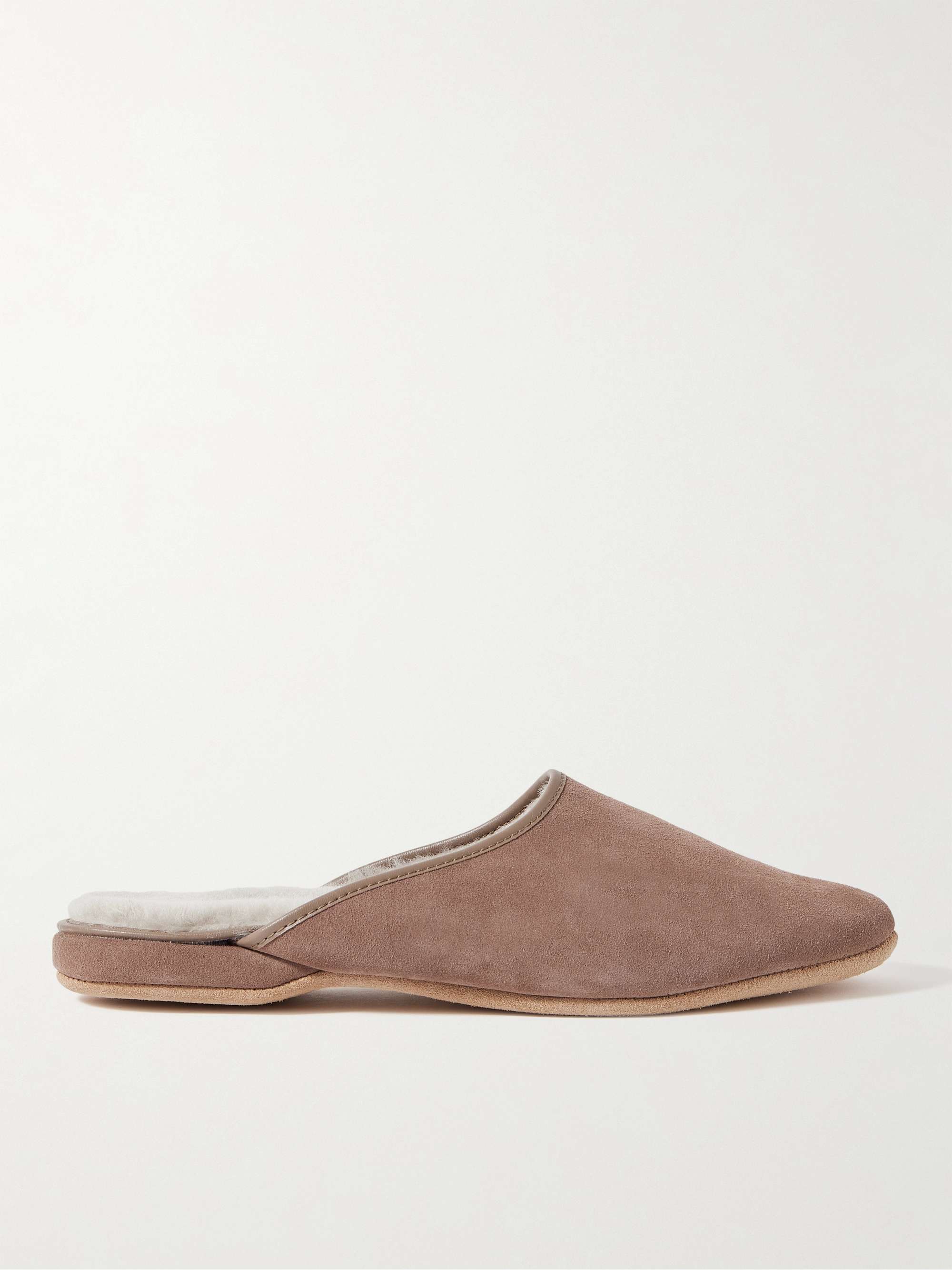 DEREK ROSE Douglas Shearling-Lined Suede Slippers for Men | MR PORTER