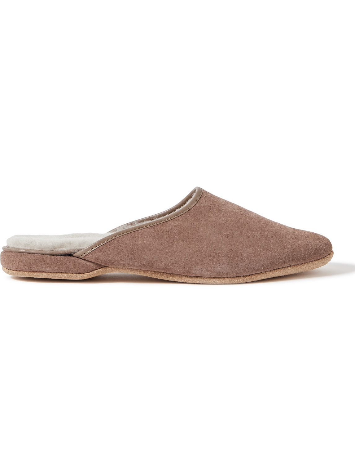 Derek Rose Douglas Shearling-lined Suede Slippers In Brown