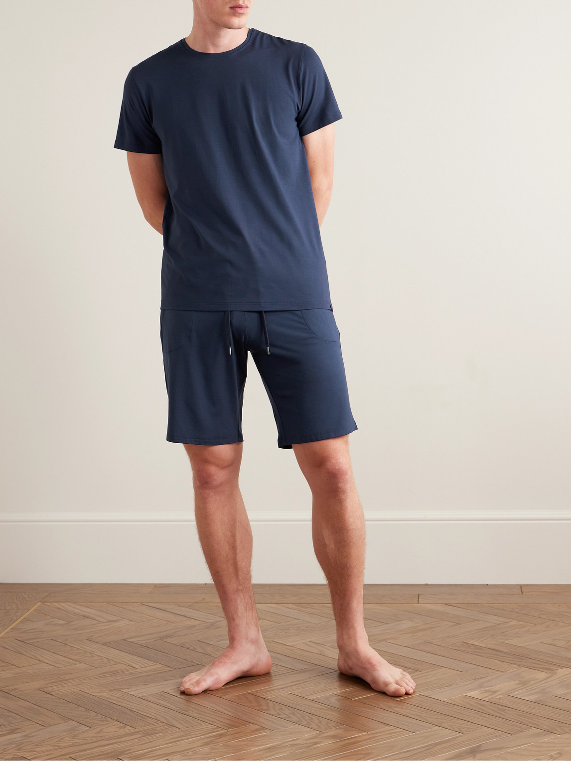 Shop Derek Rose Basel 1 Stretch Micro Modal Jersey Lounge Shorts In Blue