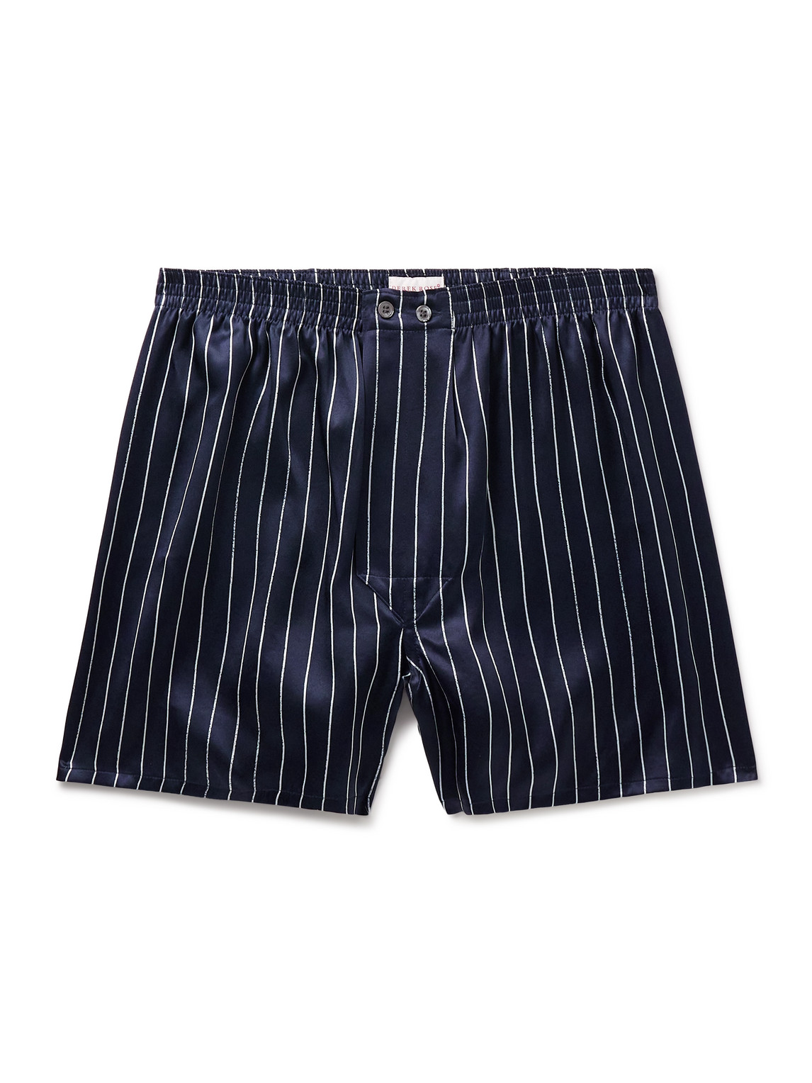Derek Rose Brindisi 102 Striped Silk-satin Boxer Shorts In Blue