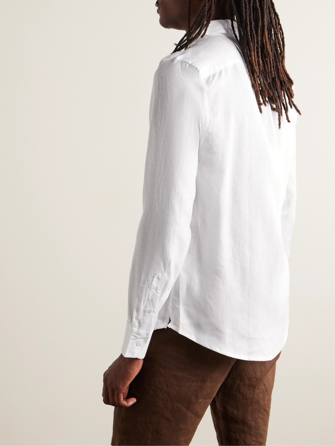 Shop Derek Rose Monaco 1 Linen Shirt In White