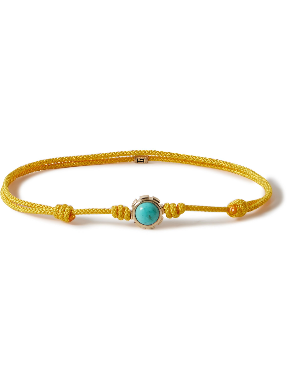 Luis Morais Gold, Turquoise, Tiger's Eye And Cord Bracelet In Yellow