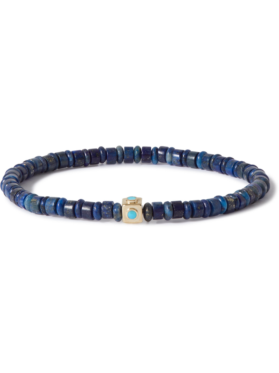 Luis Morais Gold, Turquoise And Lapis Lazuli Beaded Bracelet In Blue