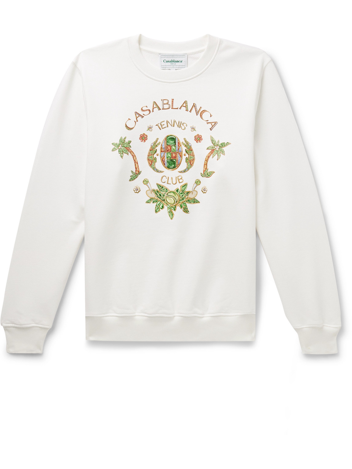 Shop Casablanca Joyaux D'afrique Logo-print Organic Cotton-jersey Sweatshirt In White