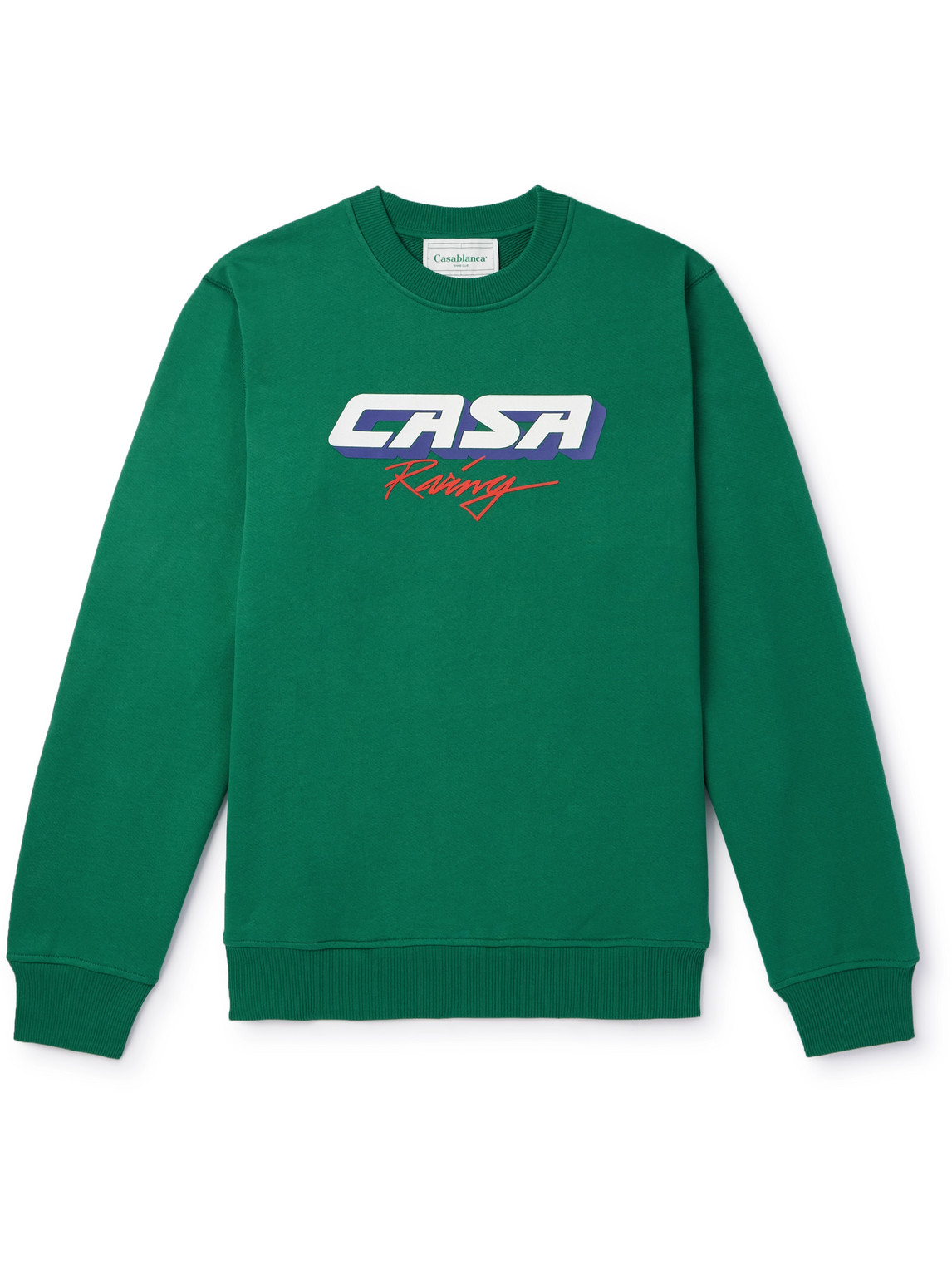 Shop Casablanca Casa Racing 3d Logo-appliquéd Organic Cotton-jersey Sweatshirt In Green