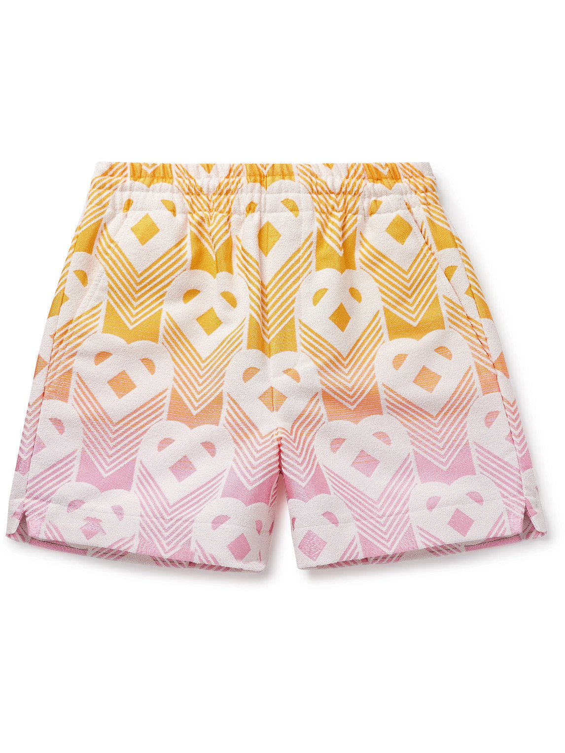 Casablanca Orange And Pink Bermuda Shorts With Logo All Over In Techno Fabric Man In Pink