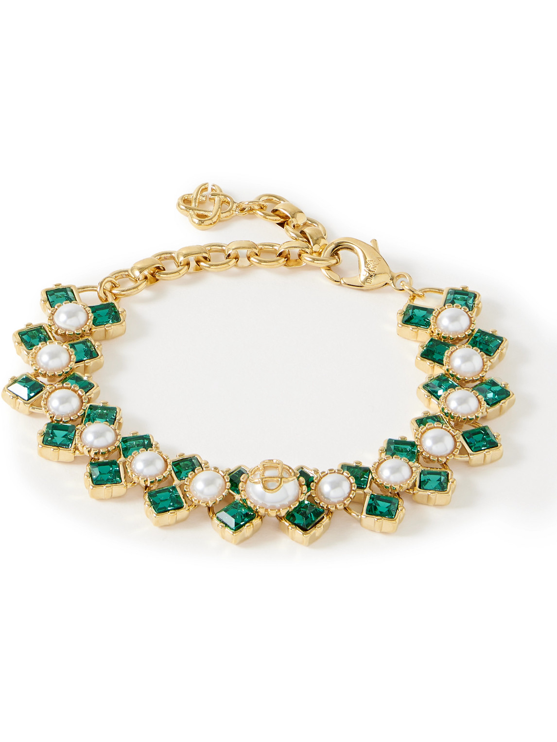 Gold-Plated, Faux Pearl and Crystal Bracelet
