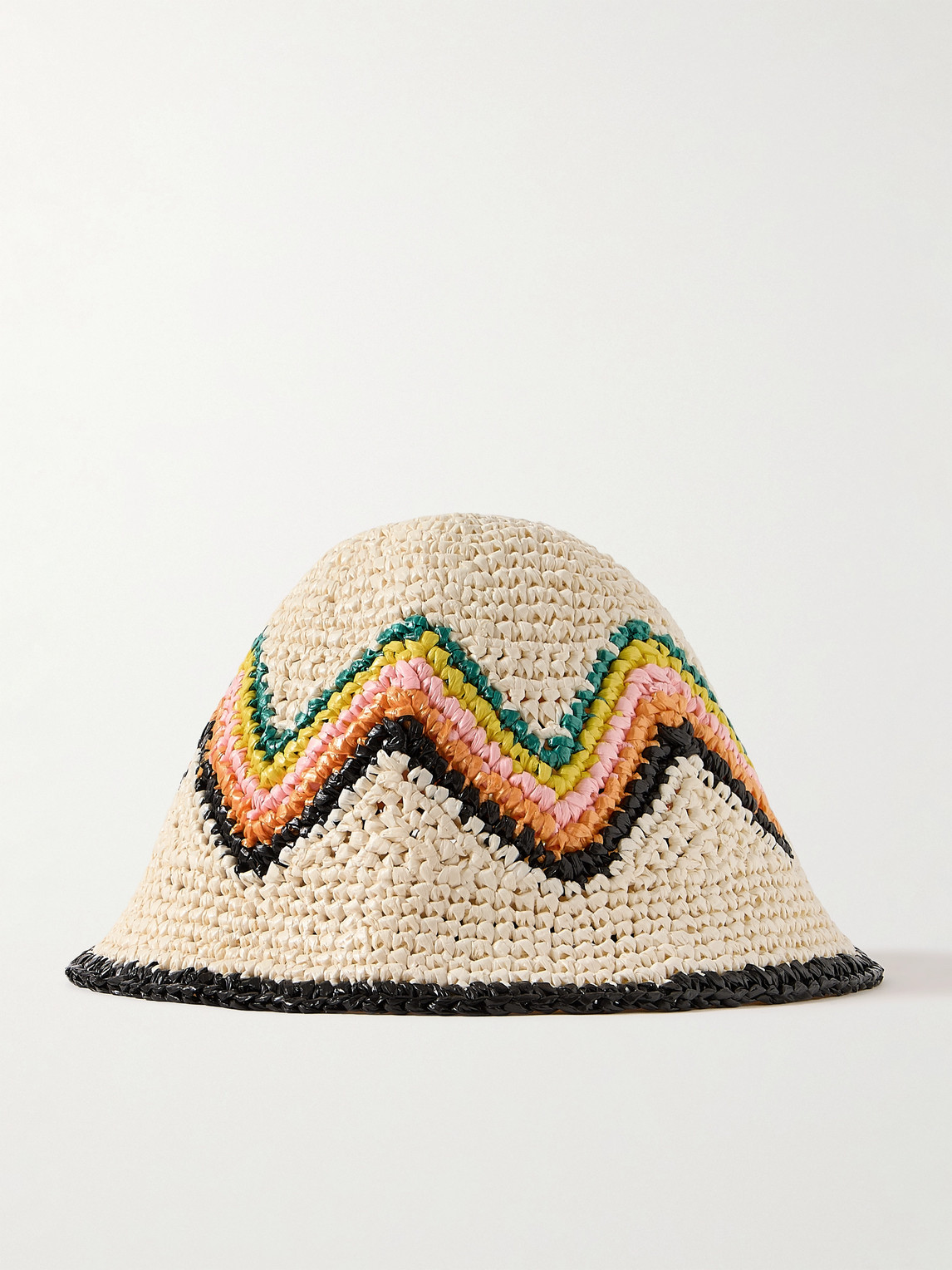 Shop Casablanca Logo-appliquéd Crocheted Faux Raffia Bucket Hat In Neutrals