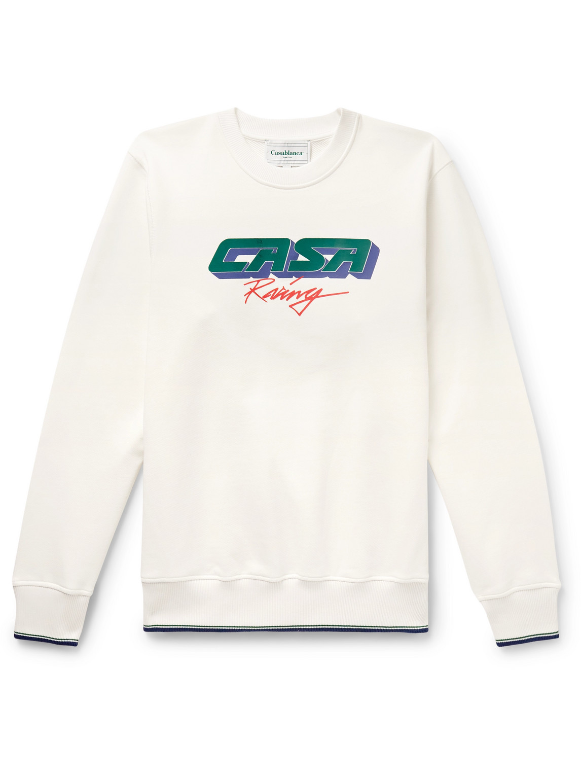 Casablanca Casa Racing 3d Logo-appliquéd Organic Cotton-jersey Sweatshirt In White