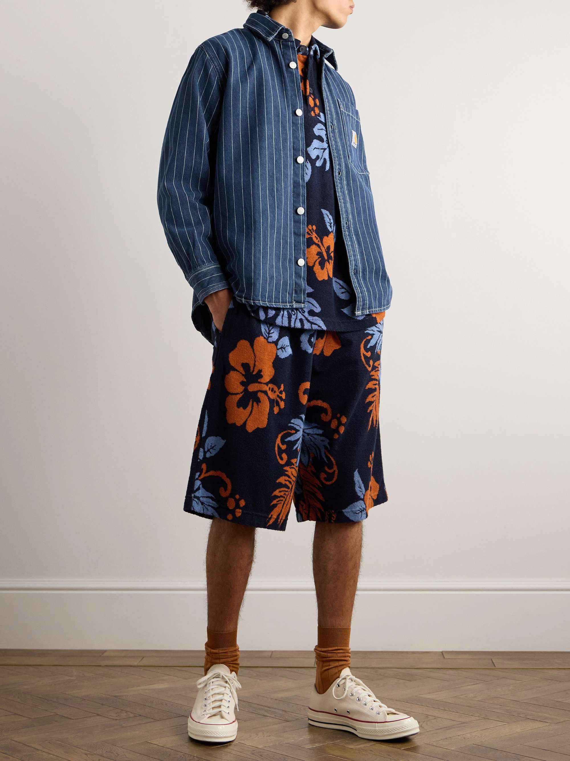 MAISON KITSUNÉ Wide-Leg Cotton-Blend Terry-Jacquard Shorts MAISON KITSUNÉ Wide-Leg Cotton-Blend Terry-Jacquard Shorts
