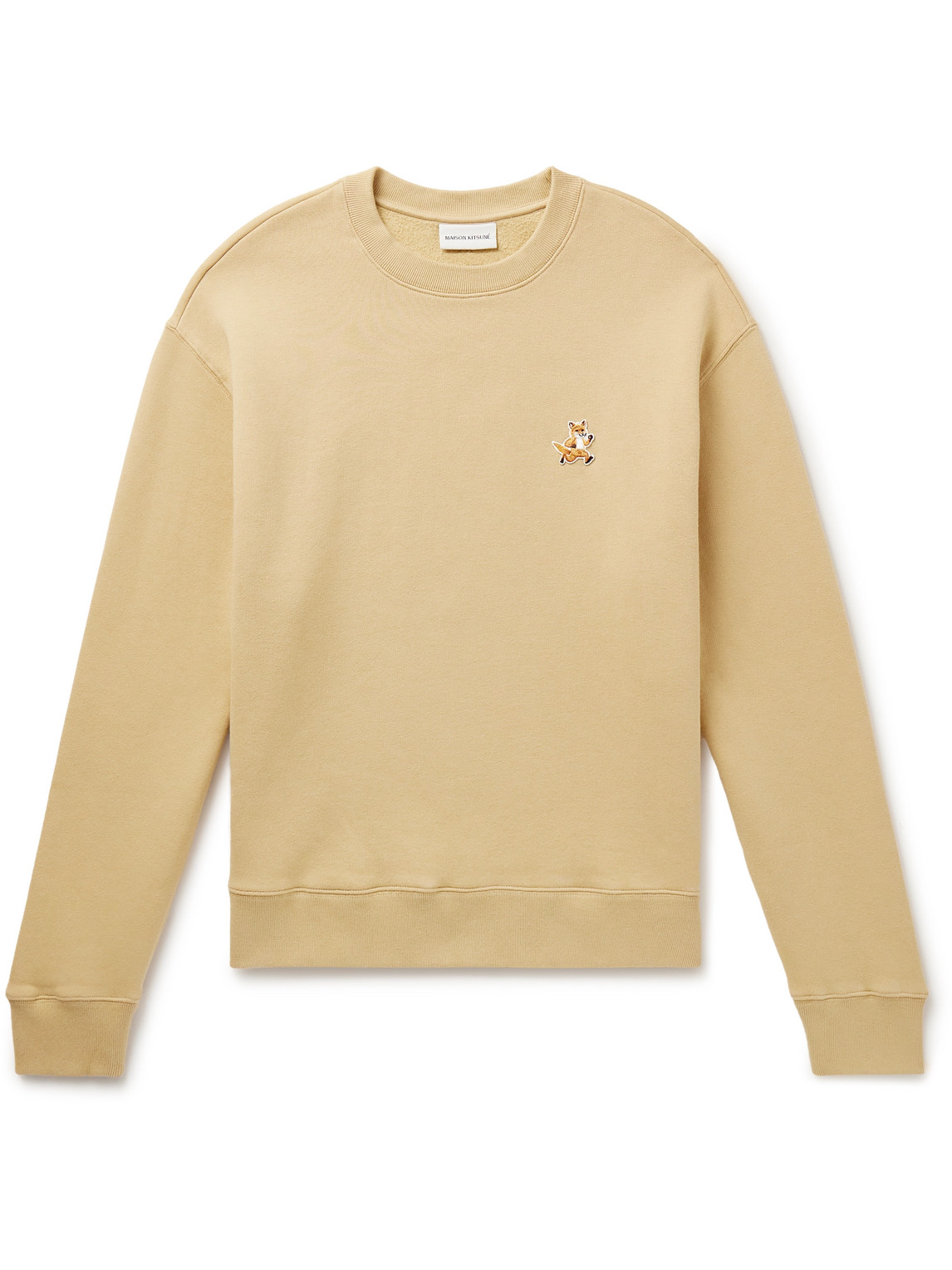 Maison Kitsuné Speedy Fox Logo-appliquéd Cotton-jersey Sweatshirt In Brown