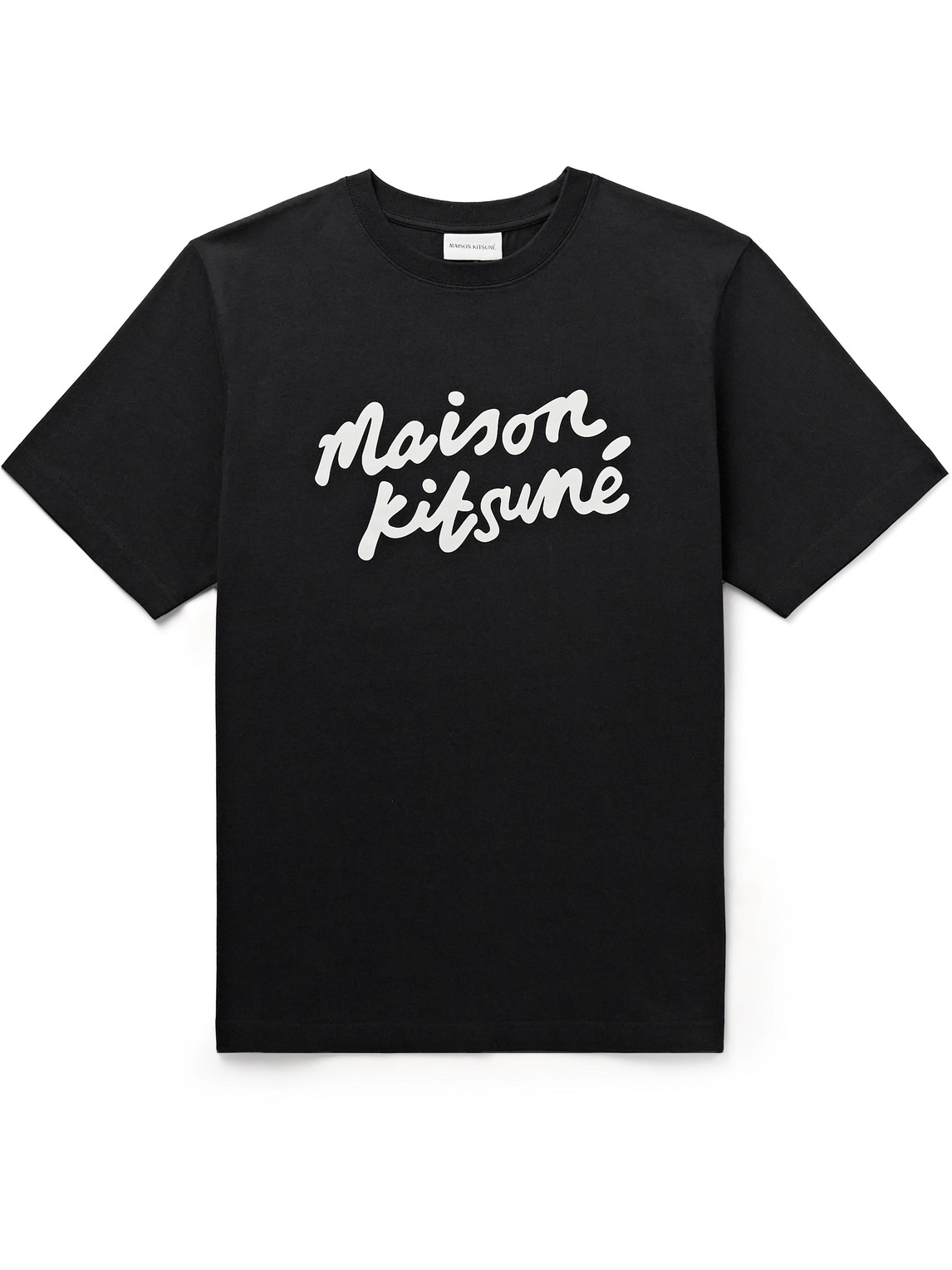 Shop Maison Kitsuné Logo-print Cotton-jersey T-shirt In Black