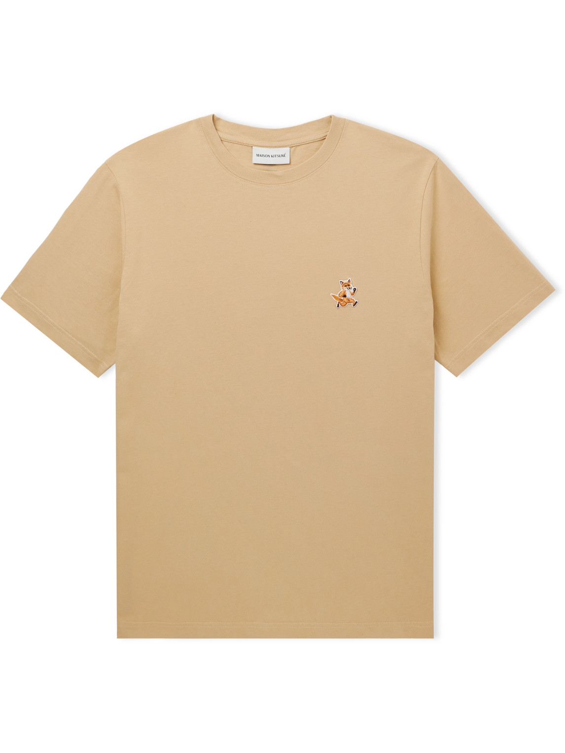 Maison Kitsuné Logo-appliquéd Cotton-jersey T-shirt In Brown