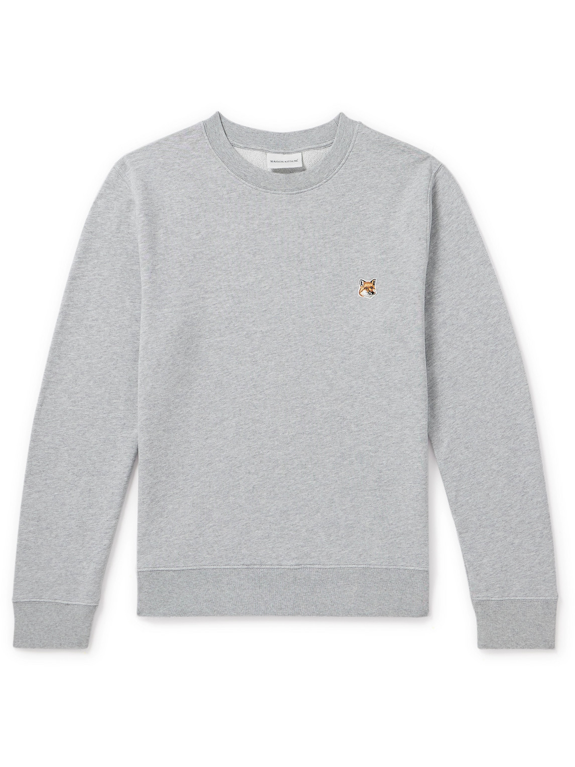 Maison Kitsuné Logo-appliquéd Cotton-jersey Sweatshirt In Grey