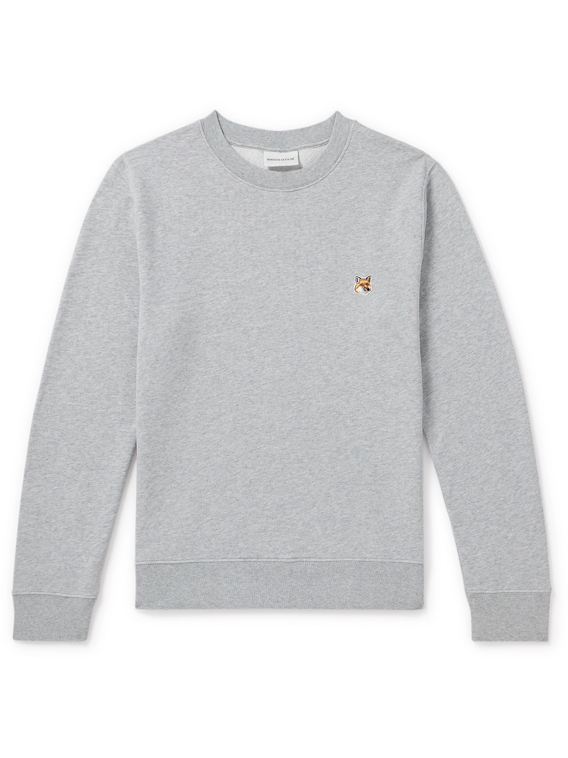 Maison Kitsuné Logo-appliquéd Cotton-jersey Sweatshirt In Gray