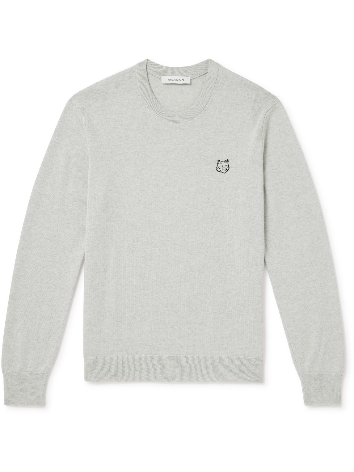 Maison Kitsuné Slim-fit Logo-appliquéd Wool Sweater In Gray