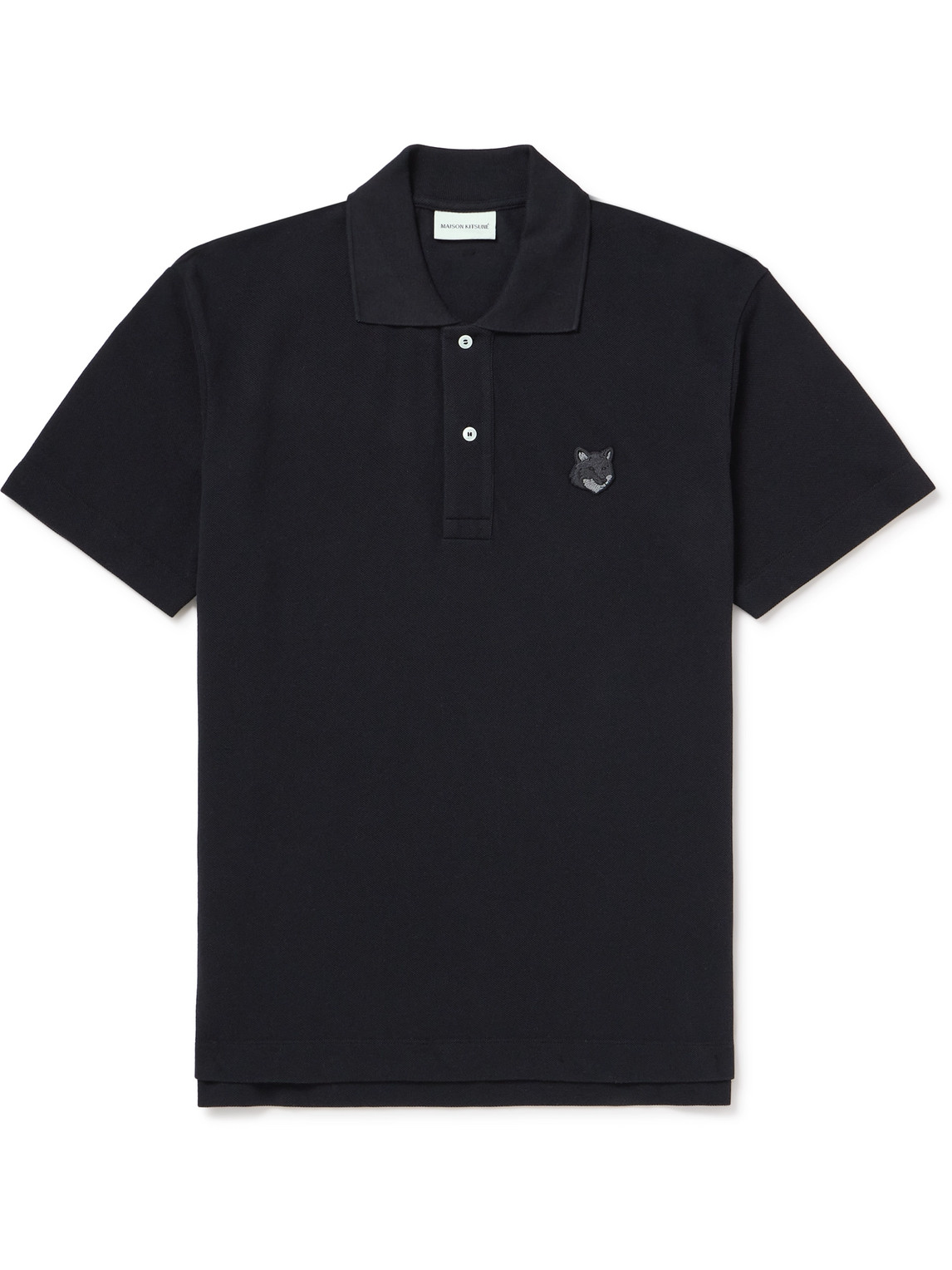 Shop Maison Kitsuné Logo-appliquéd Cotton-piqué Polo Shirt In Black