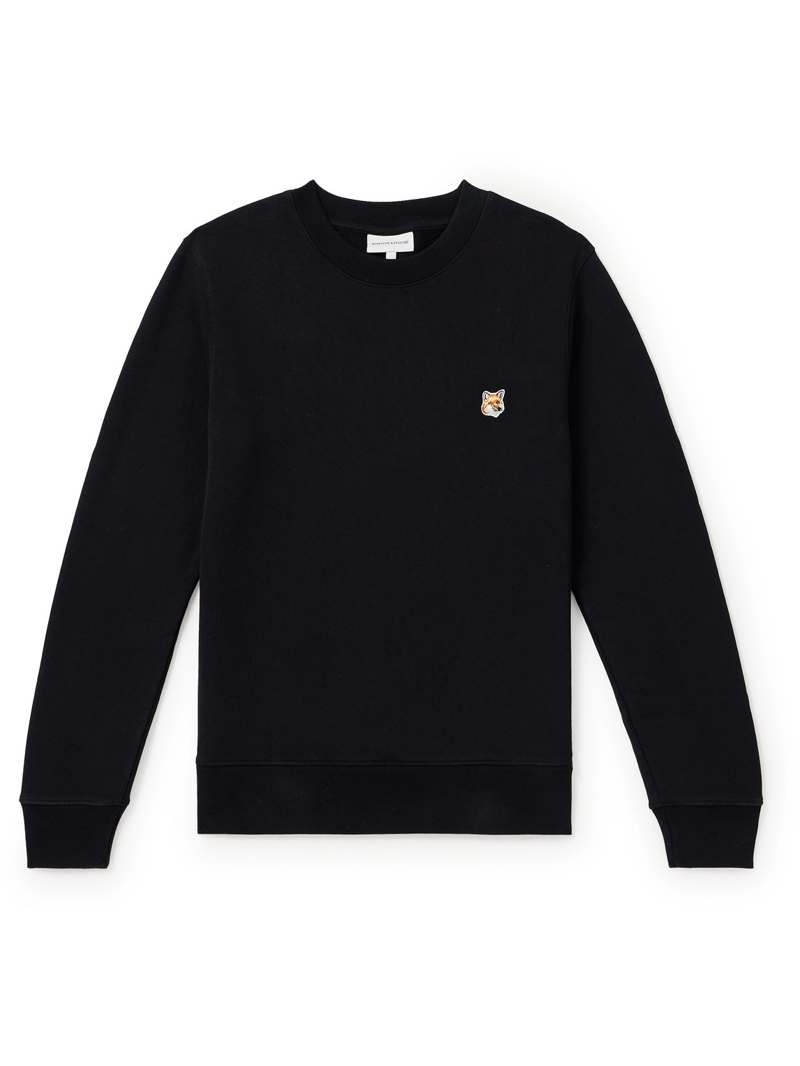 Maison Kitsuné Logo-appliquéd Cotton-jersey Sweatshirt In Black