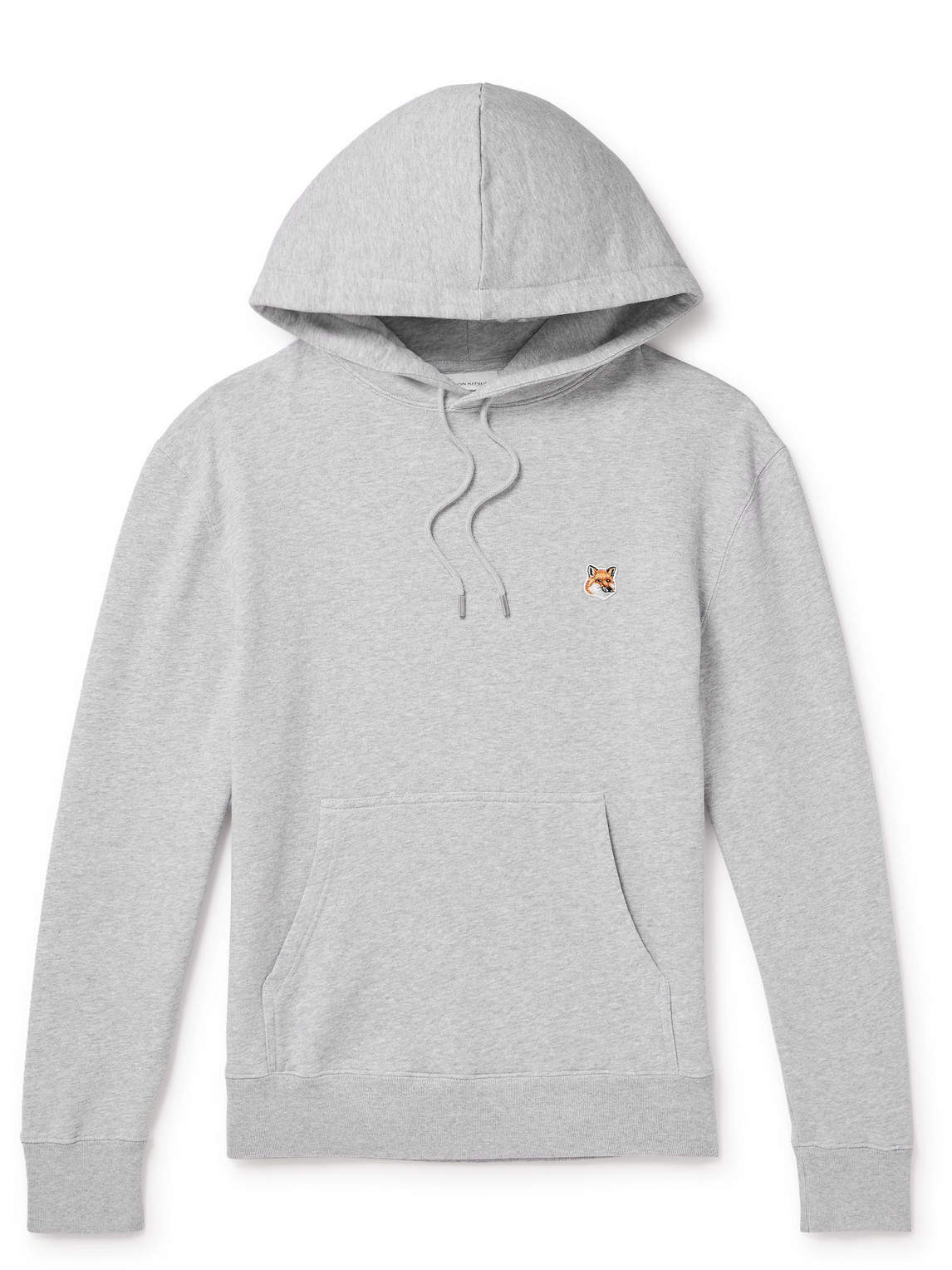 Maison Kitsuné Logo-appliquéd Cotton-jersey Hoodie In Gray