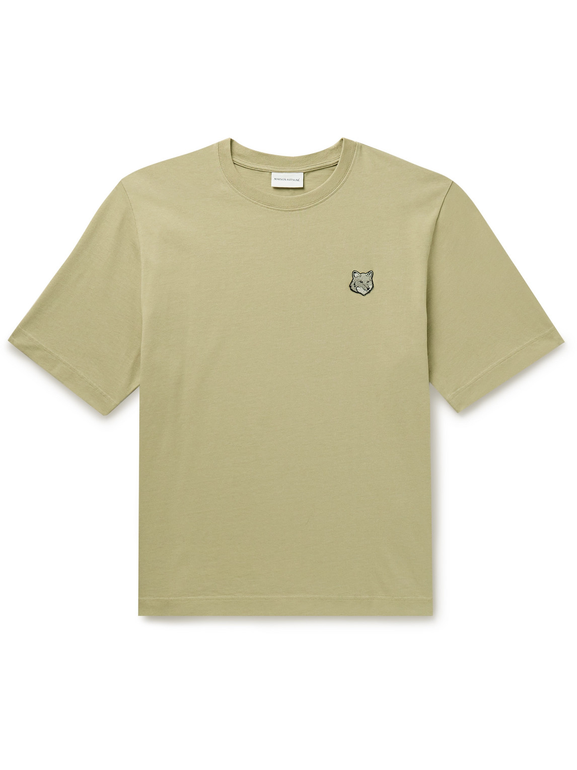 Maison Kitsuné Logo-appliquéd Cotton-jersey T-shirt In Neutrals