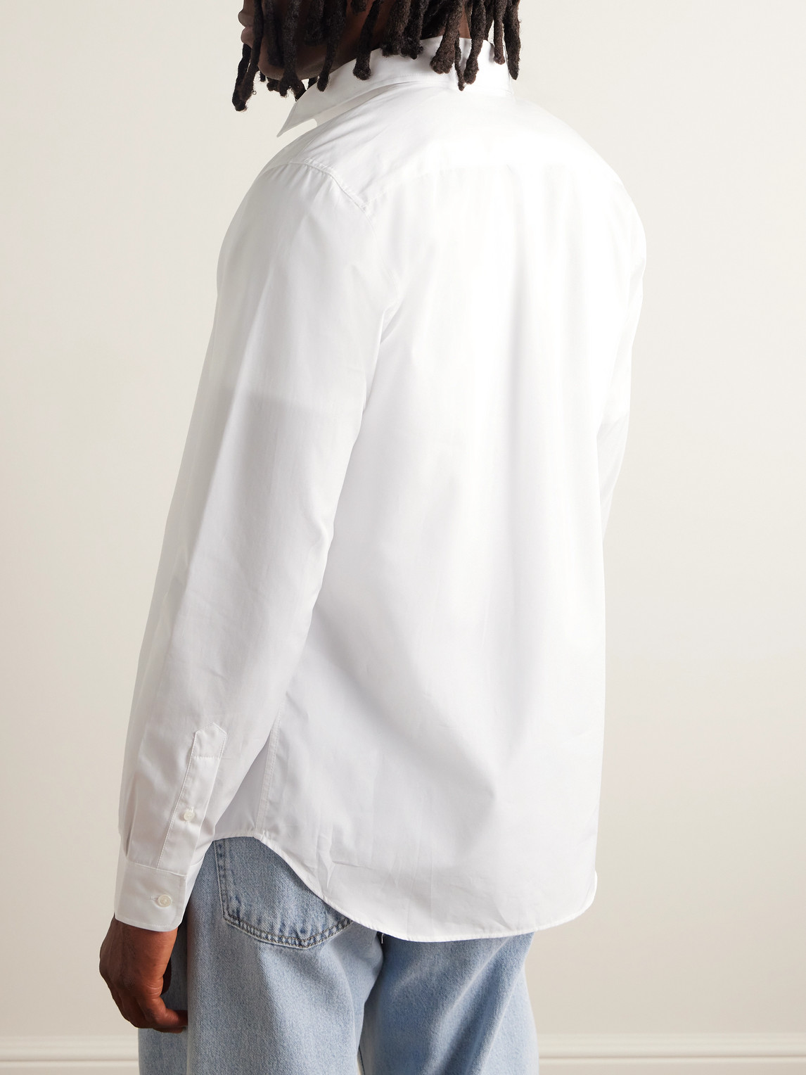 Shop Maison Kitsuné Logo-appliquéd Cotton-poplin Shirt In White